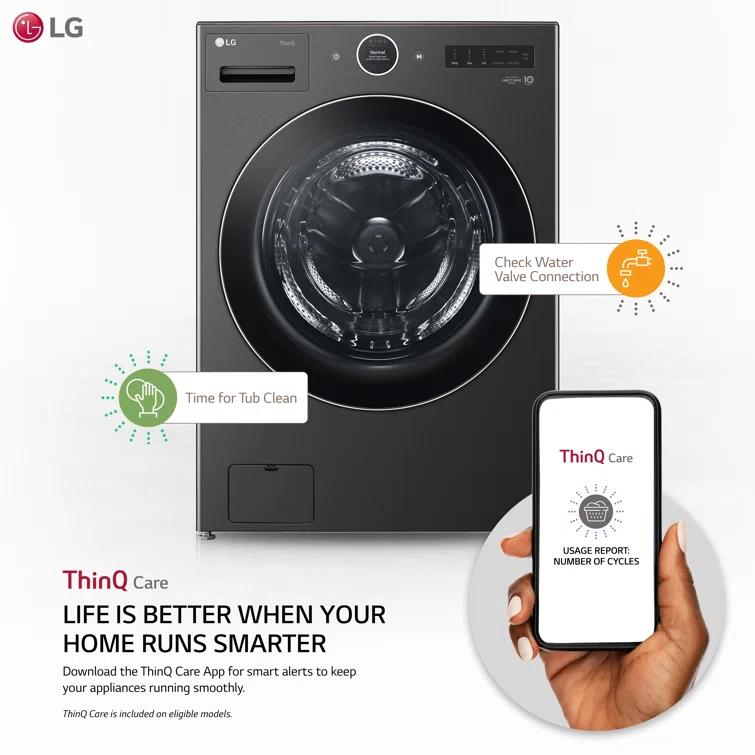 LG 5.0 cu. ft. Mega Capacity Smart Front Load Washer with AI DD 2.0 Built-In Intelligence & TurboWash 360°