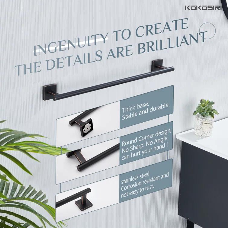 KOKOSIRI 24" Bathroom Towel Bar Wall Mounted B4005ORB-L24