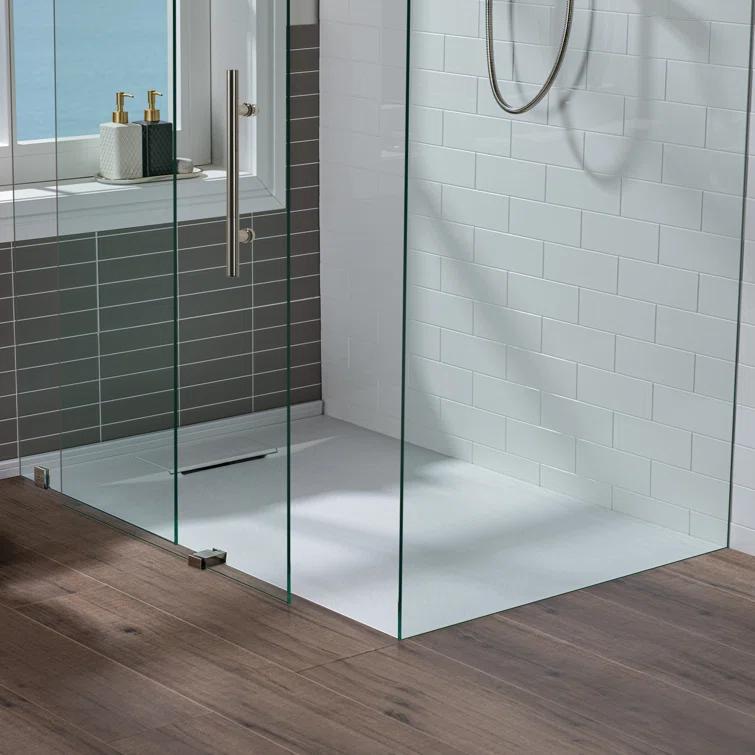47.25" W x 35.4" D Solid Surface Rectangular Shower Base, Non-Slip, Low-Profile, Curbless, Wheelchair Accessible