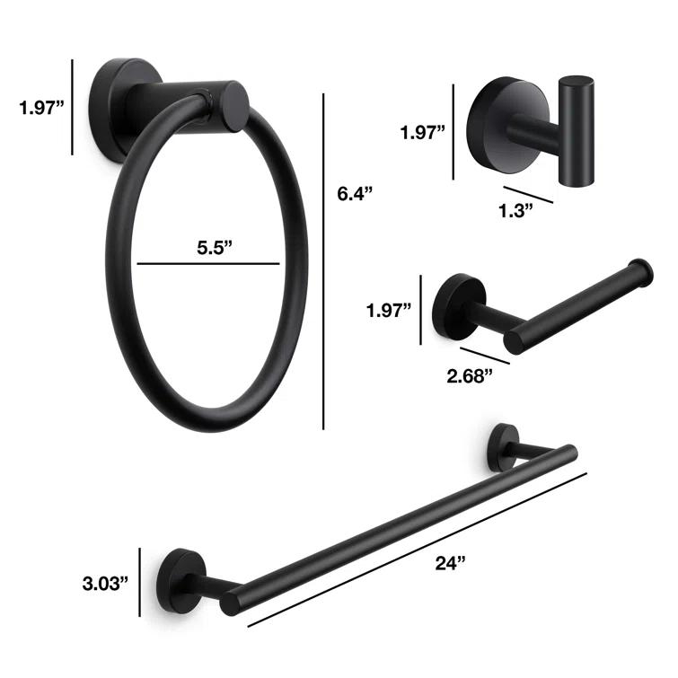 Marmolux Accessories 4 - Piece Bathroom Hardware Set S911-4BK