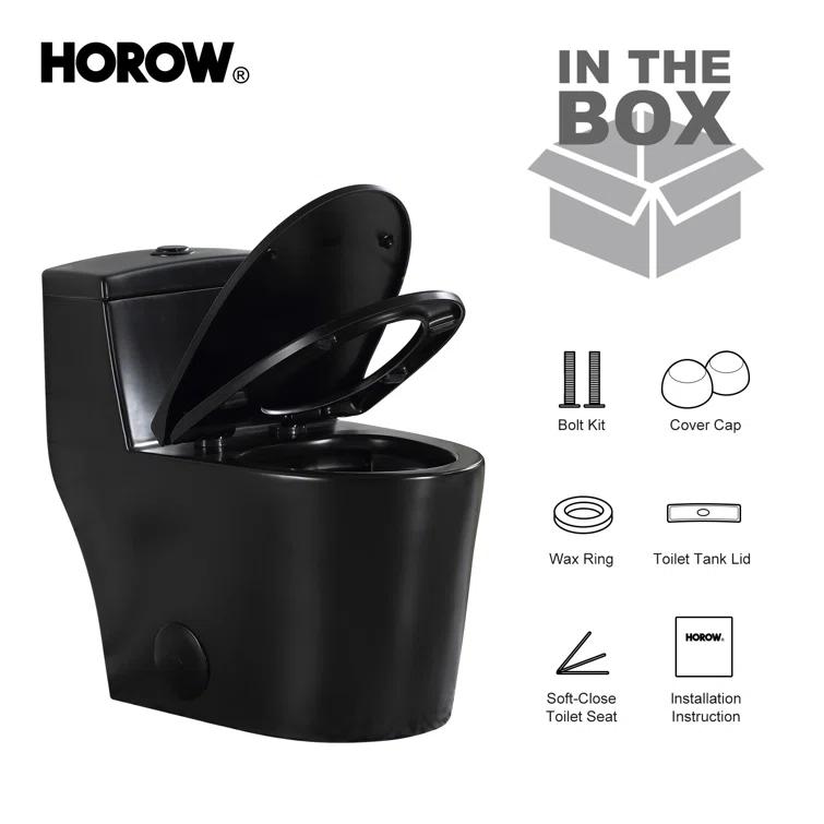 Greta Tornado Powerful Flush One-Piece Toilet, 1.28 GPF Elongated Floor Mounted