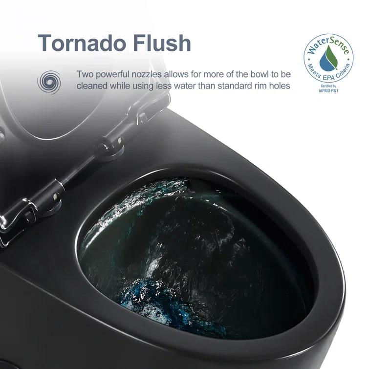 Greta Tornado Powerful Flush One-Piece Toilet, 1.28 GPF Elongated Floor Mounted