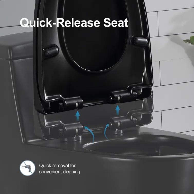 Greta Tornado Powerful Flush One-Piece Toilet, 1.28 GPF Elongated Floor Mounted