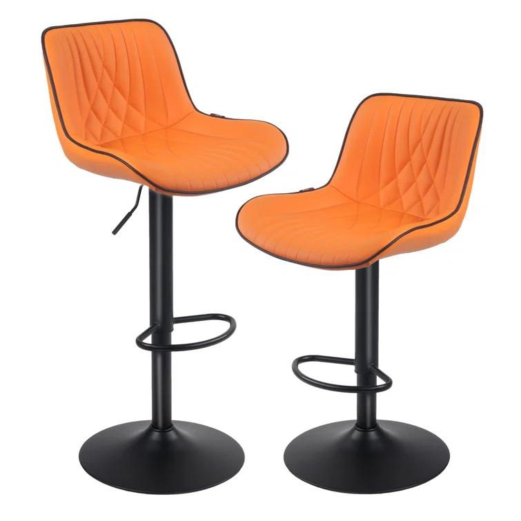 Zager Swivel Adjustable Height Bar Stools, Leather Upholstered Counter Stools, Modern Pub Stool