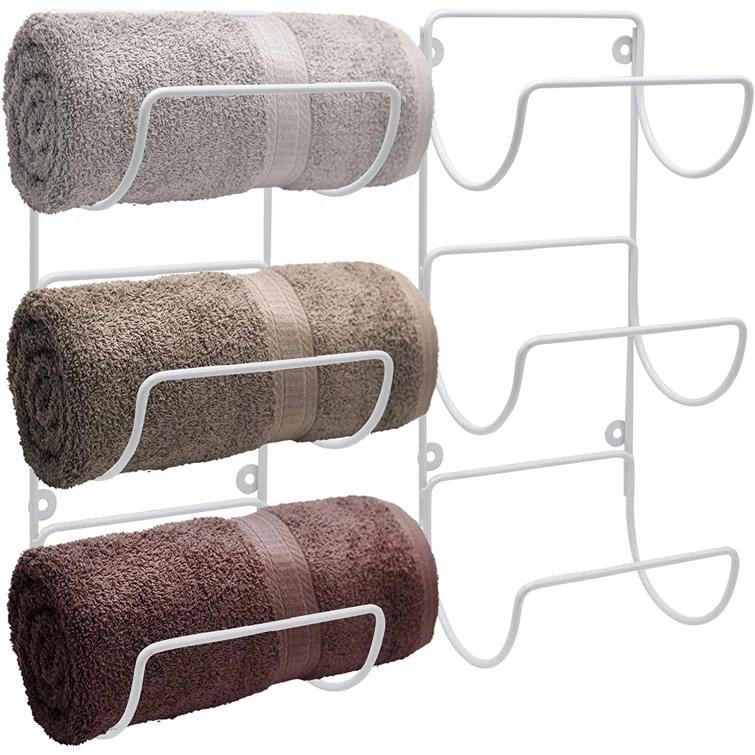 Sorbus Wall Mounted Towel Rack Holder for Bathroom, Metal White (2-Pack = 6 Tier/Shelves)