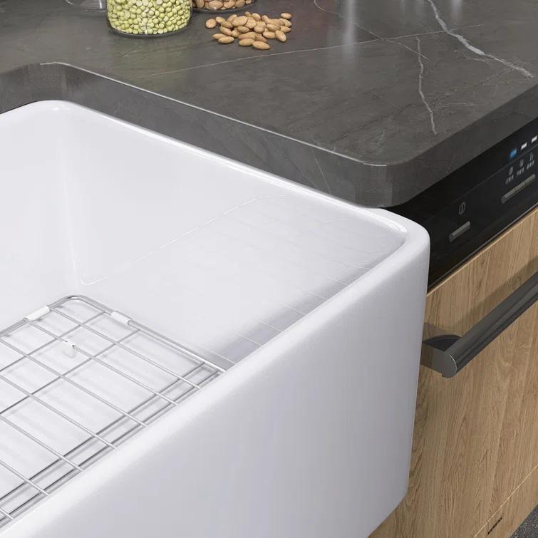 36 x 18 White Farmhouse Sink Fireclay Farm SinkApron Front Kitchen Sink Single Bowl with Accessory Kit