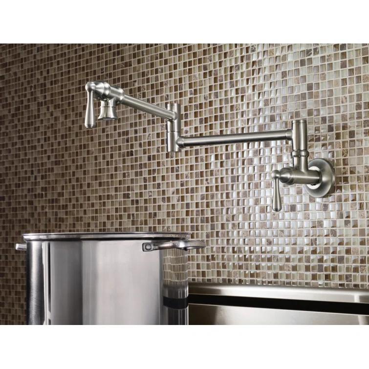 Moen Traditional Wall Mount Swing Arm Folding Pot Filler Kitchen Faucet