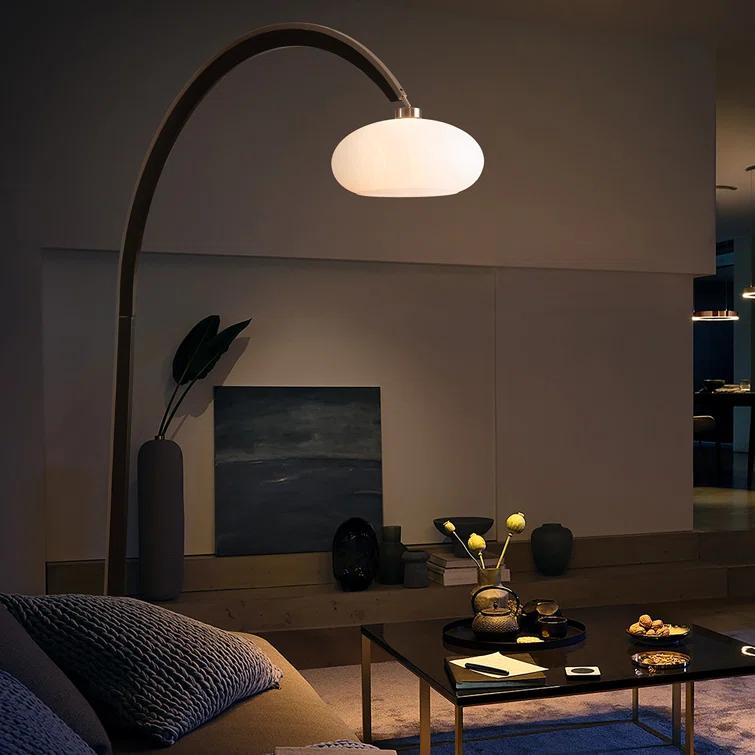Nova of California Vaulted Arc Floor Lamp by Peter Morelli - 86", 1968 design, Black Wood, Satin Nickel, Dimmer Switch, V-base