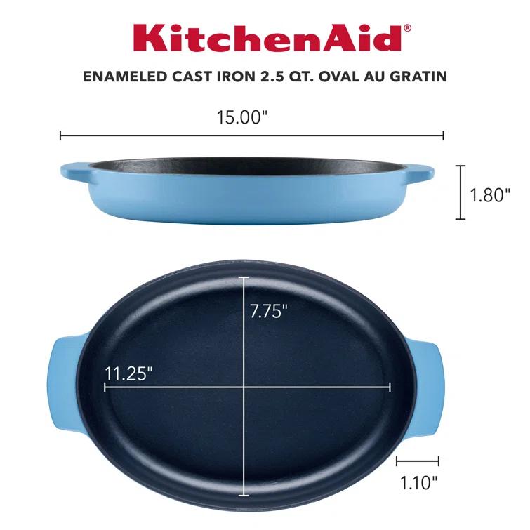 KitchenAid® KitchenAid Cast Iron Oval Au Gratin Roasting Pan Suitable - 2.5 Quart