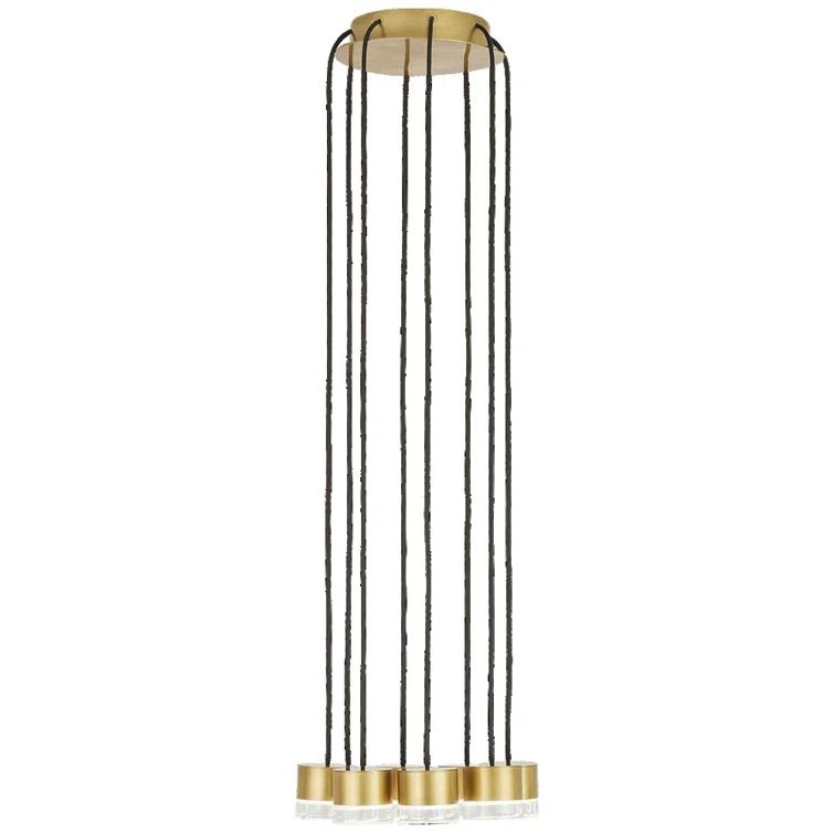 Gable Natural Brass 8-Light Integrated LED Crystal Pendant