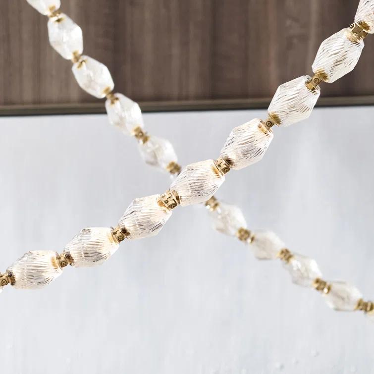 Natural Brass and Crystal LED Chandelier with Faceted Shade