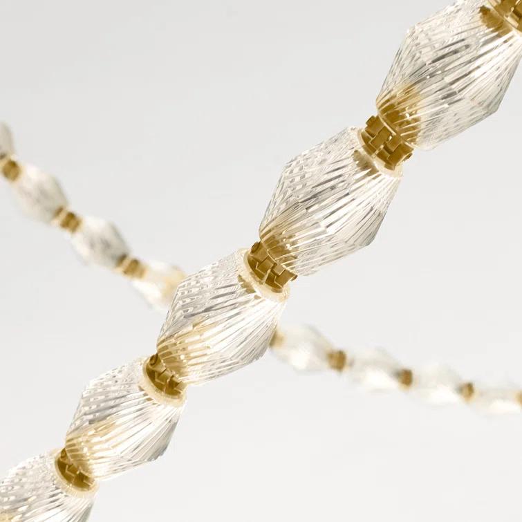 Natural Brass and Crystal LED Chandelier with Faceted Shade