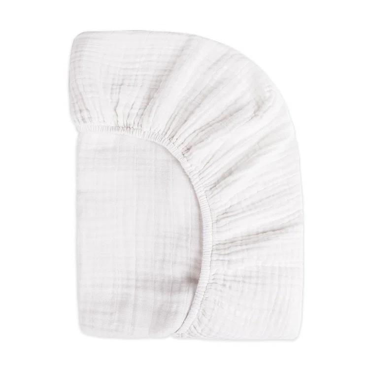 Plain White Muslin Mini Fitted Sheet