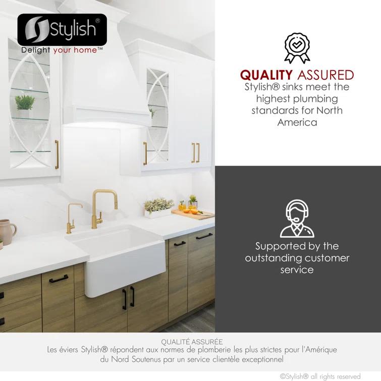 STYLISH S-830WH Pietra STYLISH 30 inch Undermount Workstation Single Bowl Composite Granite Apron Kitchen Sink