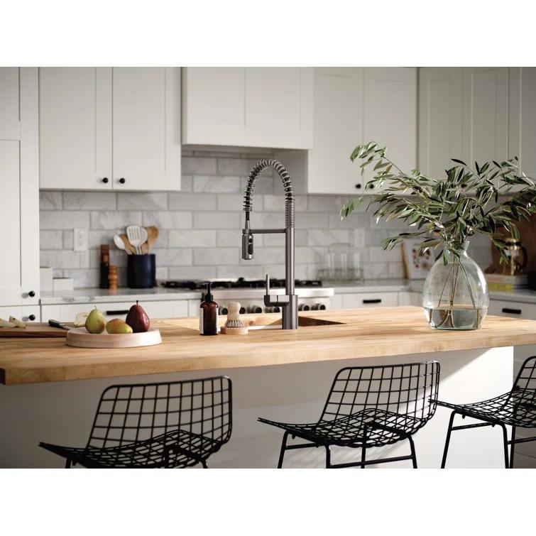 Align One Handle Spring Kitchen Faucet, Modern Single Hole Kitchen Sink Faucet Pulldown Sprayer