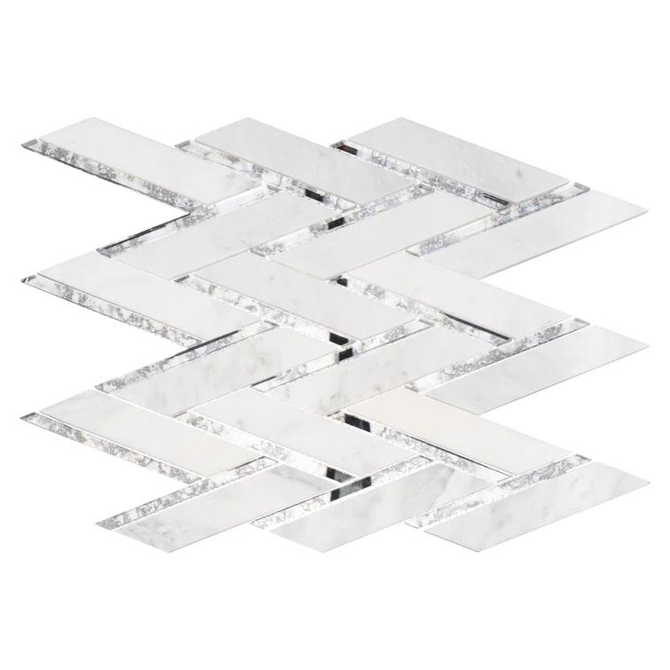 Skylar Stone and Mirror Glass Mosaic Shower Walls, Kitchen Backsplash, Wall and Floor Tile