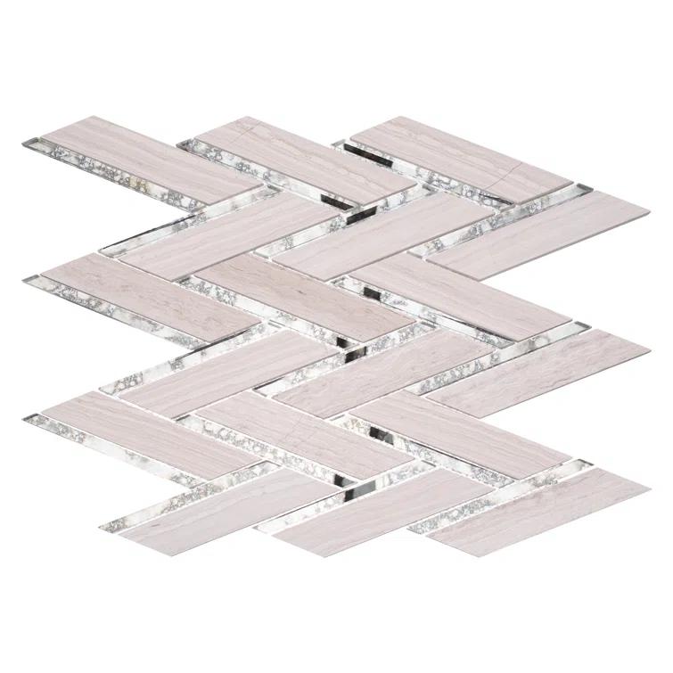 Skylar Stone and Mirror Glass Mosaic Shower Walls, Kitchen Backsplash, Wall and Floor Tile