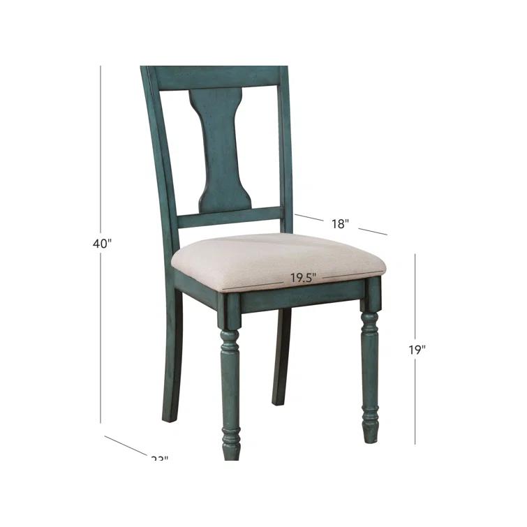 Willow Slat Back Turned Leg Upholstered Side Chair