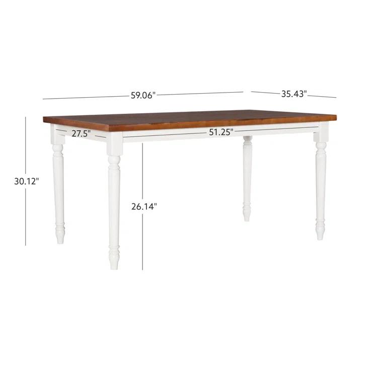 Io 60" Two Tone Solid Wood Farmhouse Dining Table