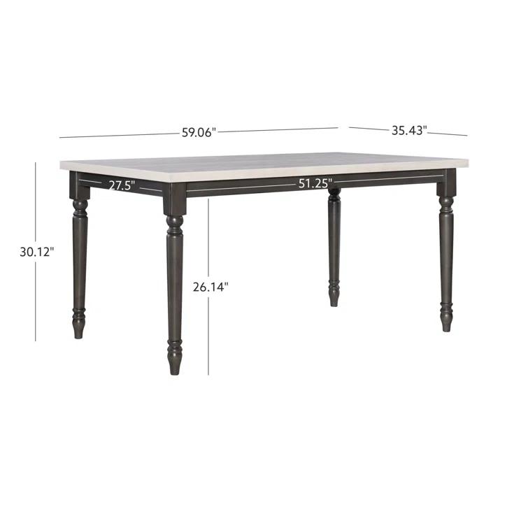 Io 60" Two Tone Solid Wood Farmhouse Dining Table