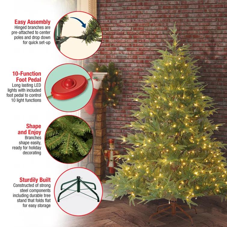 6.5' Prelit LED Medium Jersey Fraser Fir Artificial Christmas Tree Dual Color Lights - National Tree Company