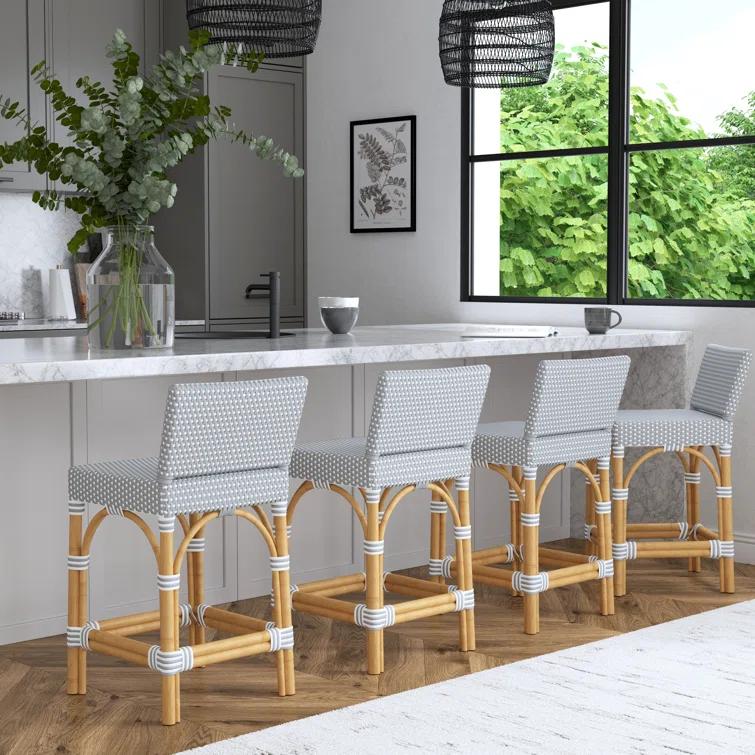 Butler Specialty Serienna Rattan Low Back 24.5" Counter Stool - White/Black