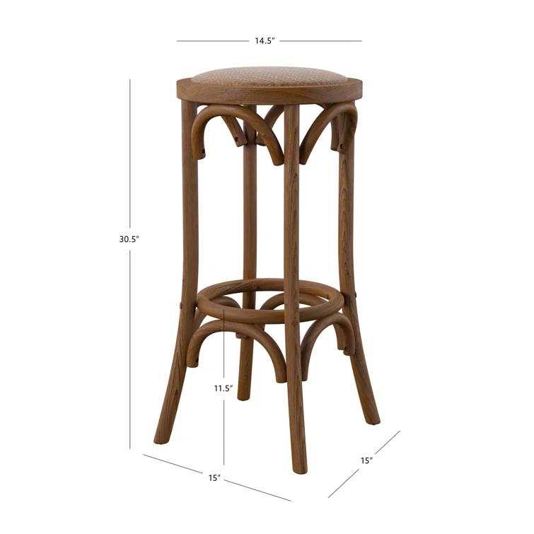 Dovecove Rae 24" Round Rattan Seat Counter Stool with Solid Wood Frame
