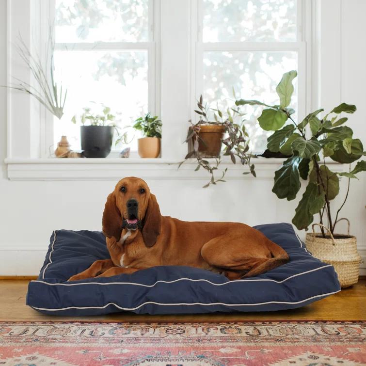 Carolina Pet Company Classic Twill Rectangular Pet Bed in Red with Khaki Cording