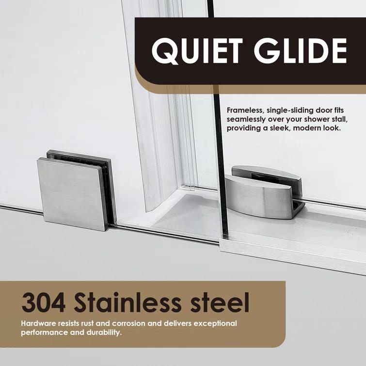 56" - 60" W x 78" H Single Sliding Frameless Shower Door