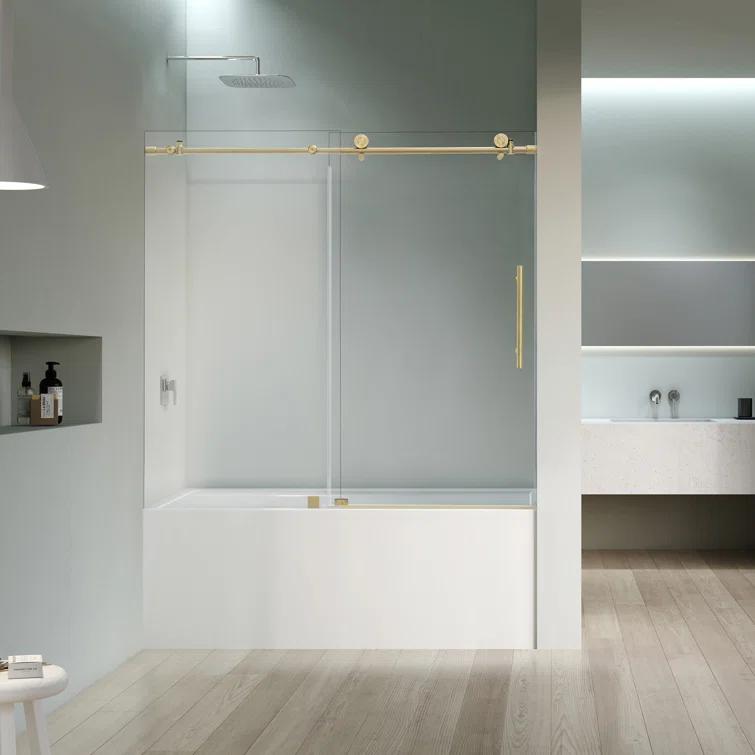 56" - 60" W x 58" H Single Sliding Frameless Tub Door