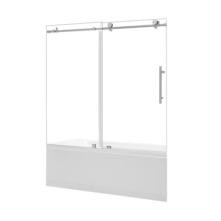 56" - 60" W x 58" H Single Sliding Frameless Tub Door