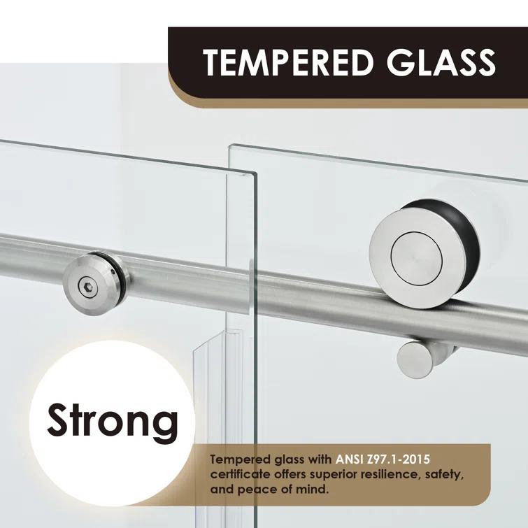 56" - 60" W x 58" H Single Sliding Frameless Tub Door