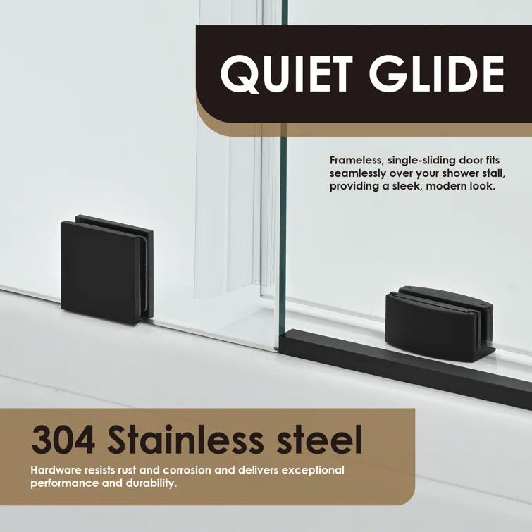 56" - 60" W x 58" H Single Sliding Frameless Tub Door