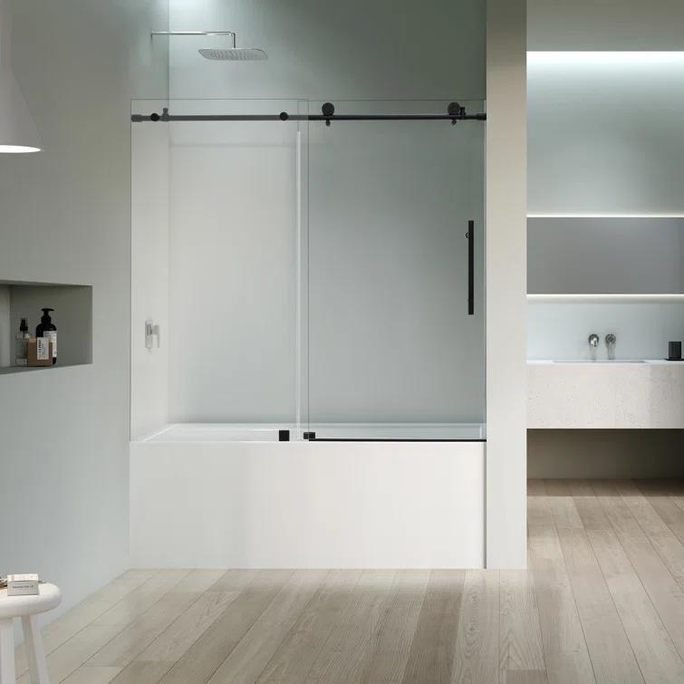 56" - 60" W x 58" H Single Sliding Frameless Tub Door