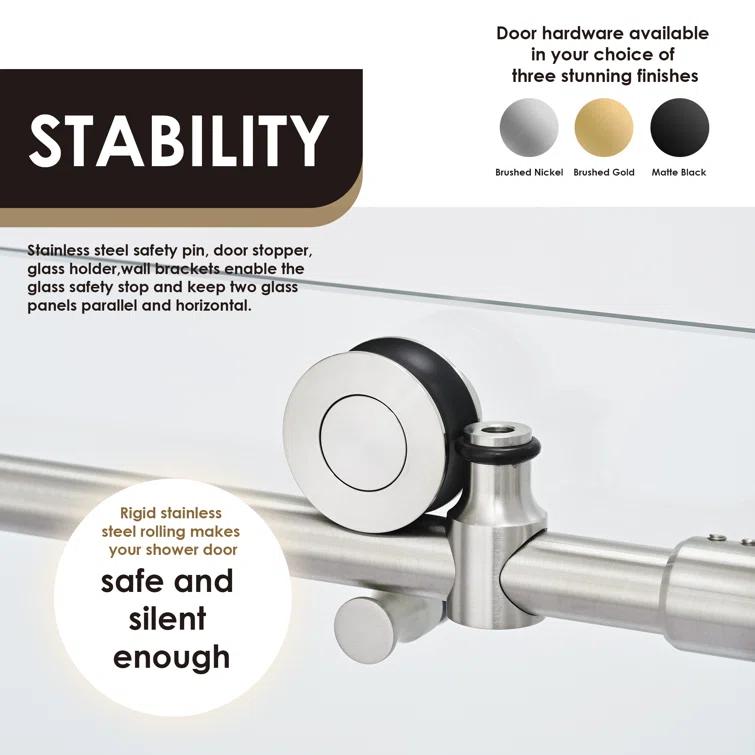 56" - 60" W x 58" H Single Sliding Frameless Tub Door