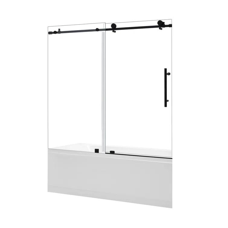 56" - 60" W x 58" H Single Sliding Frameless Tub Door
