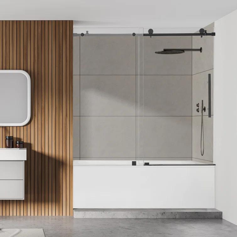 56" - 60" W x 58" H Single Sliding Frameless Tub Door