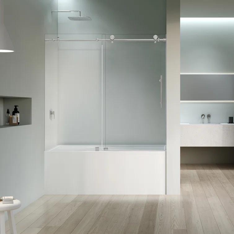 56" - 60" W x 58" H Single Sliding Frameless Tub Door