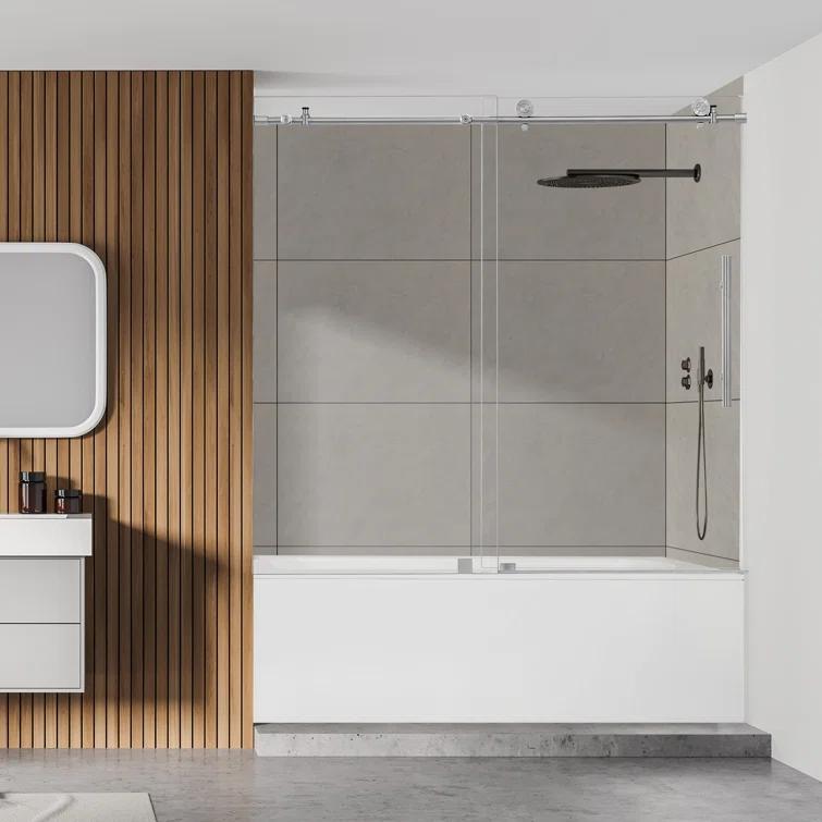 56" - 60" W x 58" H Single Sliding Frameless Tub Door
