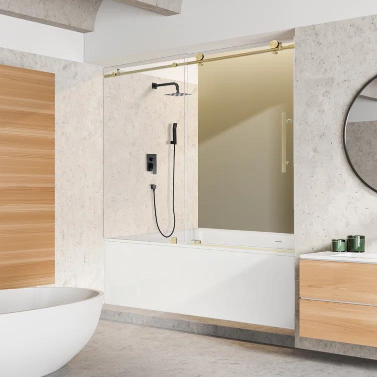 56" - 60" W x 58" H Single Sliding Frameless Tub Door