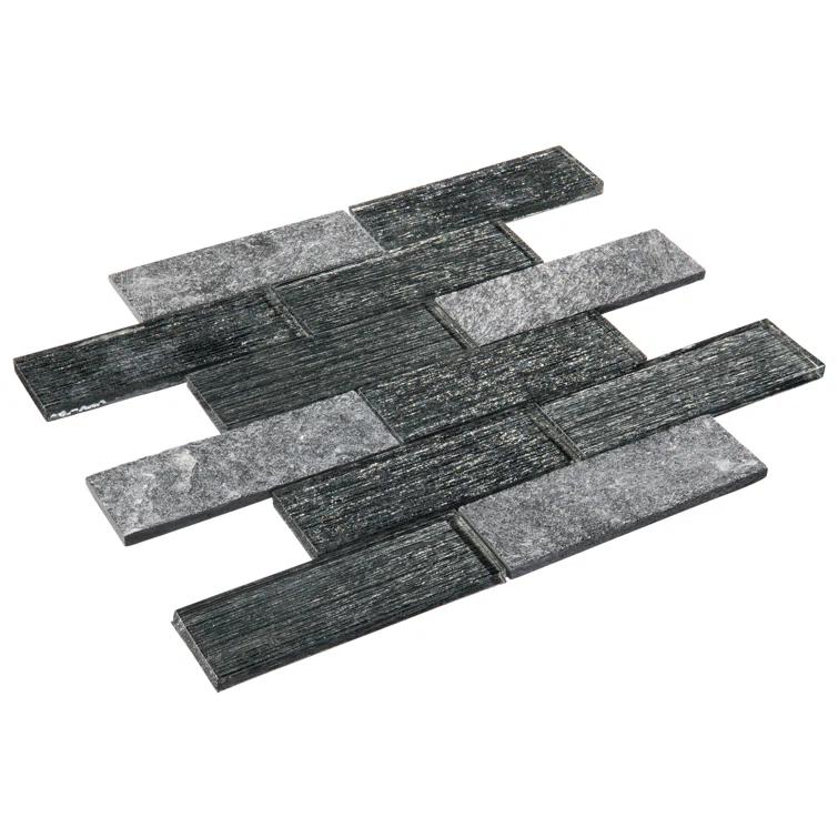 Bovard 2''x 6" Glass Mosaic Kitchen Backsplash, Bathroom, Shower, Wall and Floor Tile