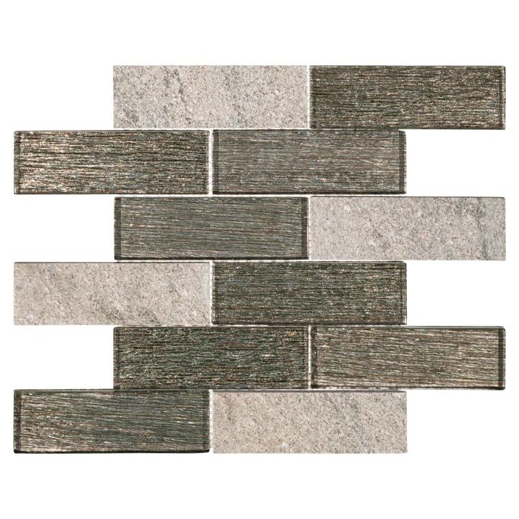 Bovard 2''x 6" Glass Mosaic Kitchen Backsplash, Bathroom, Shower, Wall and Floor Tile