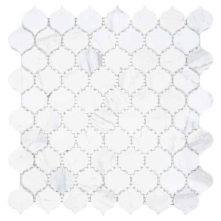 Dayberry 1.5" Marble Arabesque Mosaic Kitchen Backsplash, Bathroom, Shower, Pool, Wall and Floor Tile