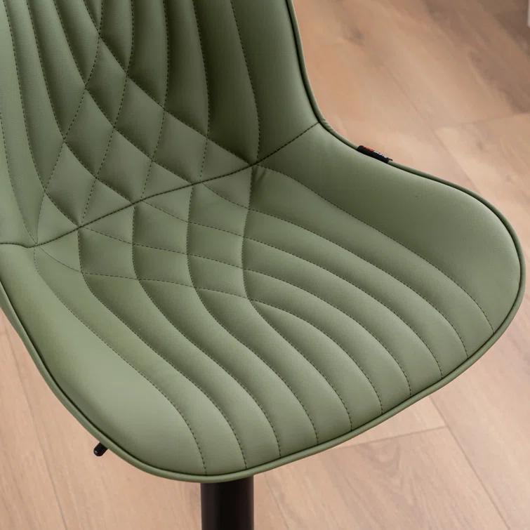 Zager Swivel Adjustable Height Bar Stools, Leather Upholstered Counter Stools, Modern Pub Stool