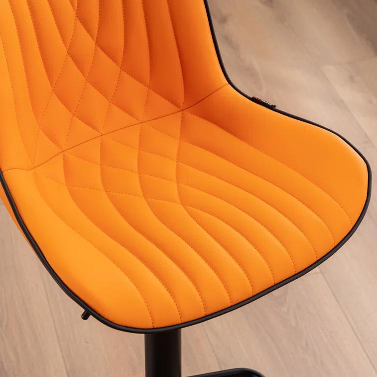 Zager Swivel Adjustable Height Bar Stools, Leather Upholstered Counter Stools, Modern Pub Stool