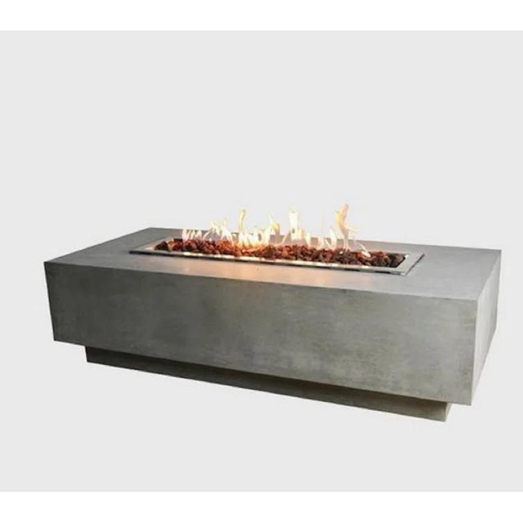 Gray Gas Free-Standing Fire Pit Table with Lava Rocks