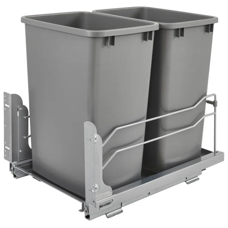 Rev-A-Shelf Double Pull Out Trash Can 35 Qt with Soft-Close