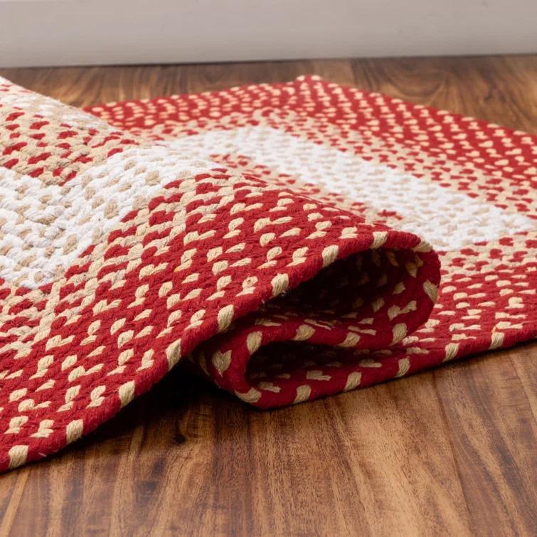 Waterbury Farmhouse Handmade Braided Red Area Rug