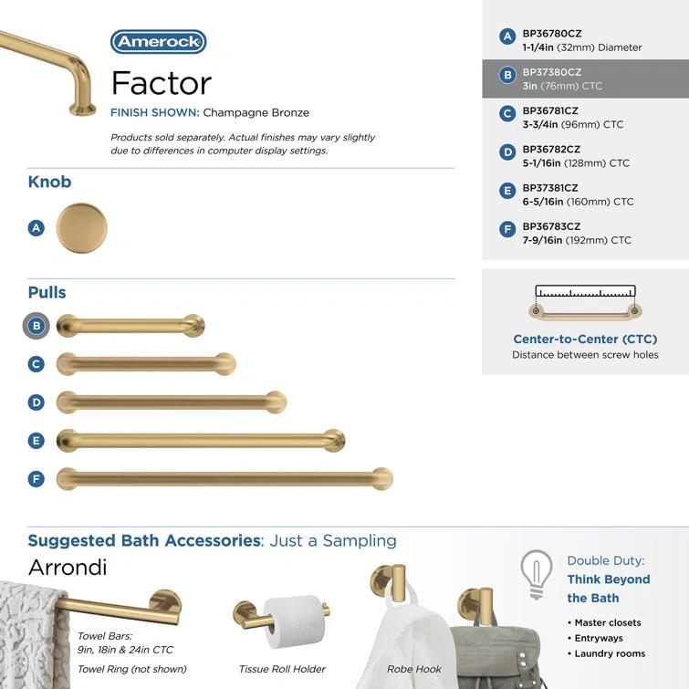 Factor 3 in (76 mm) Center-to-Center Cabinet Pull