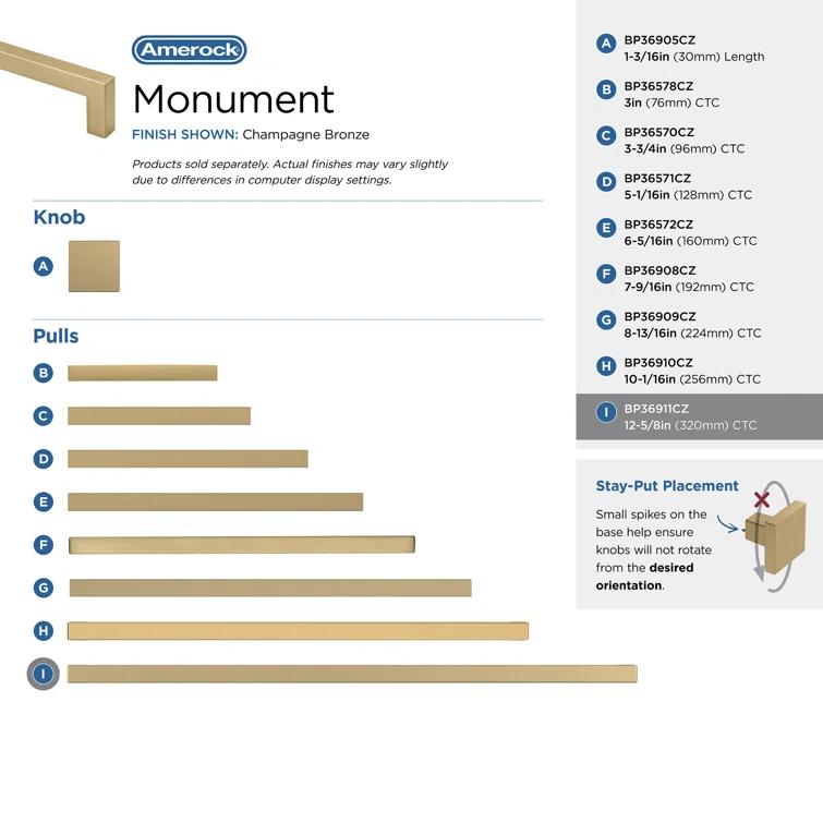 Monument 12-5/8 inch (320mm) Center-to-Center Cabinet Pull